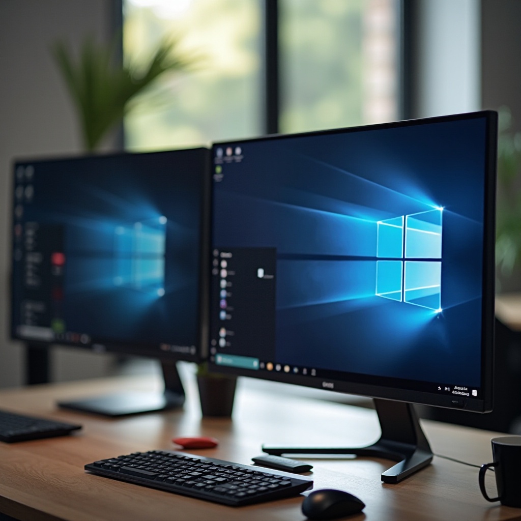 bilah tugas di monitor kiri hanya menampilkan tab di layar itu